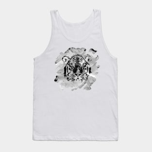 Black and white Tiger portrait  on paper canvas Tank Top